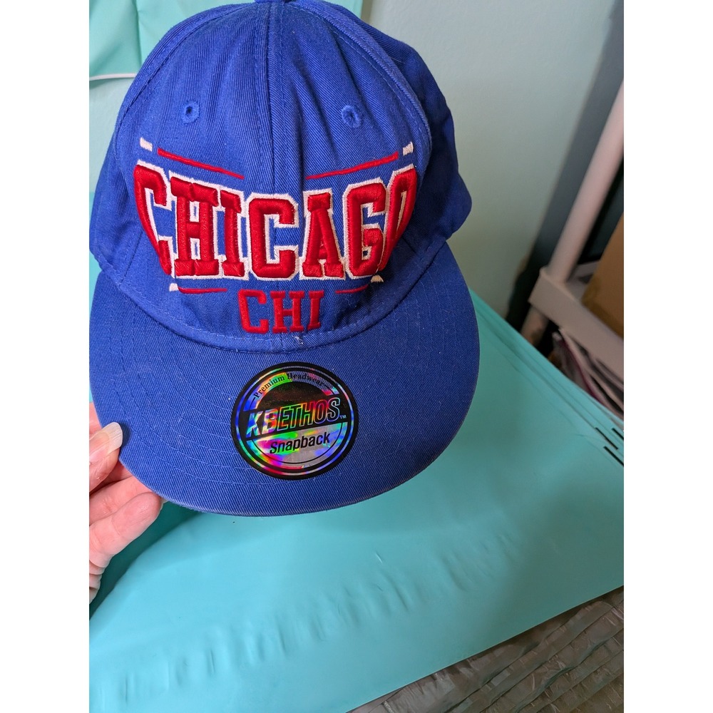 KBETHOS Chicago CHI Snapback Hat Royal Blue Red Embroidered Flat Bill Cap